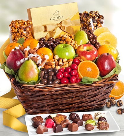 Exclusive Godiva, Fruit, & Sweets Gift Basket